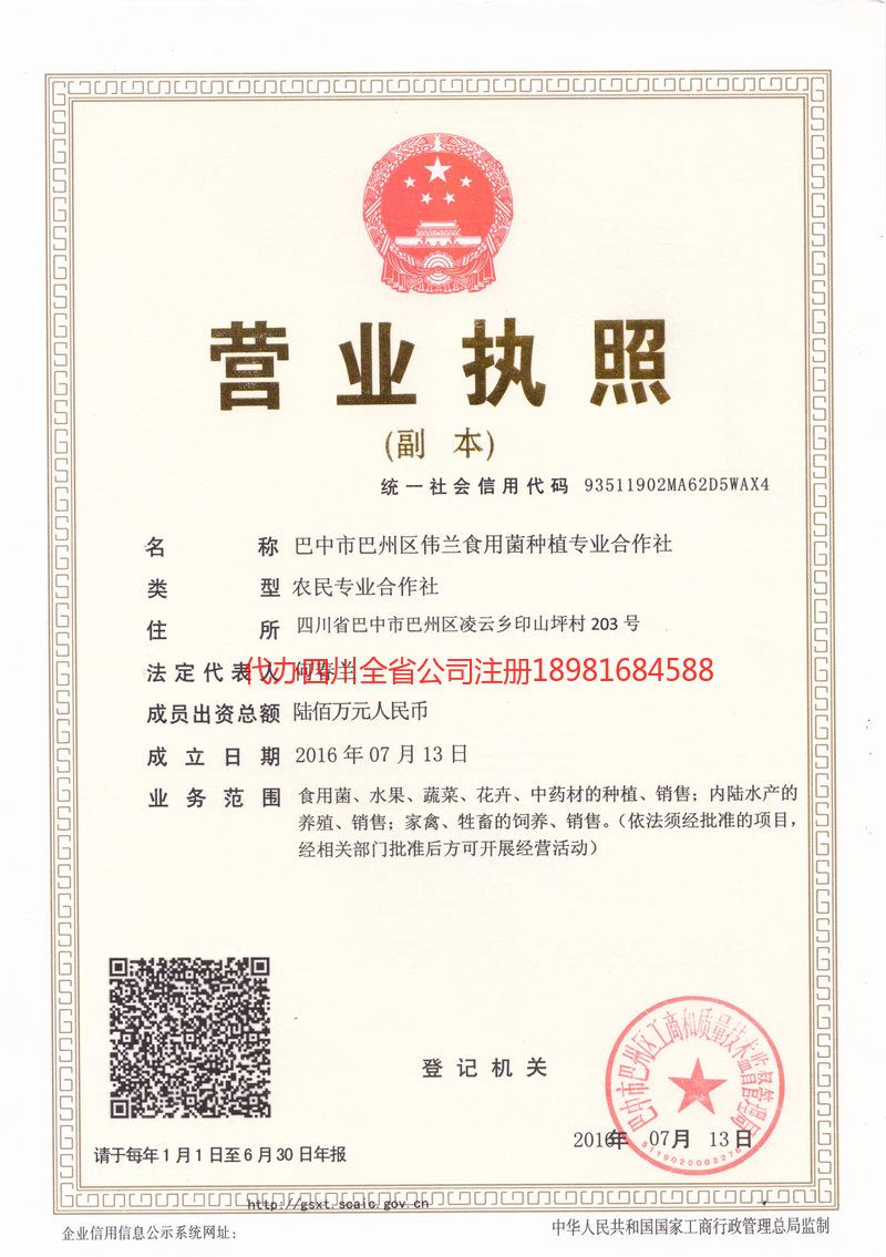 泸县泸县伟兰食用菌种植专业合作社